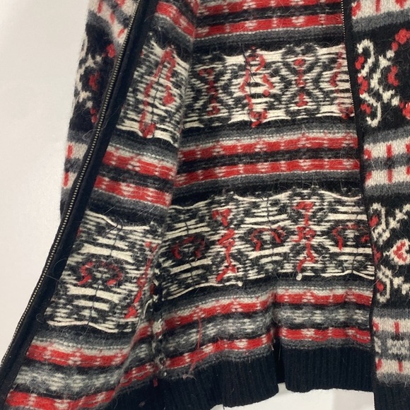 Vintage Snowflake Fair Isle  Lambswool and Angora Zip up Sweater Size Small - Picture 5 of 5